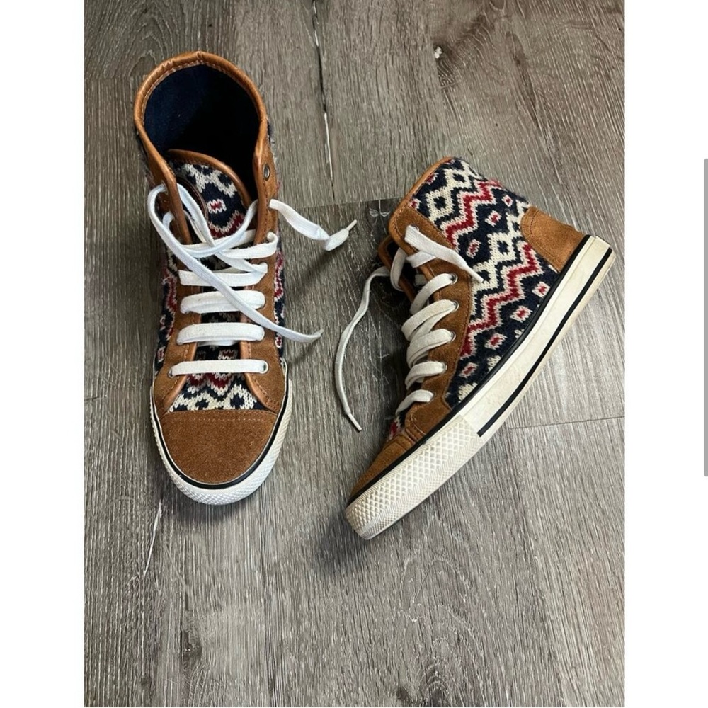 Tory Burch Noah Aztec Knit Suede Knit High Top Sneaker 7.5 Southwestern